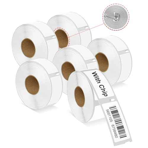 RGiNK for 30336 Labels (with RFID Chip) Compatible Replacement for DYMO 550 Labels (1" x 2-1/8") Inventory Stickers Work with DYMO Labelwriter 550 5XL Labelwriter 450 4XL [6 Rolls, 3000 Tags]
