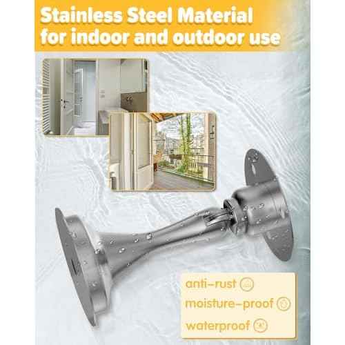 Door Stoppers Magnetic Door Catch - 6 Pack Stainless Steel Heavy Duty Door Holder Stops for Bottom of Door - Wall Floor Mounting No Drill Strong Adhesive & Screws Strong Magnet Keep Door Open(Silver)