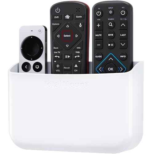 TotalMount Hole-Free Remote Holder ? Eliminates Need to Drill Holes in Your Wall (Premium White Holder for 2 or 3 Remotes)