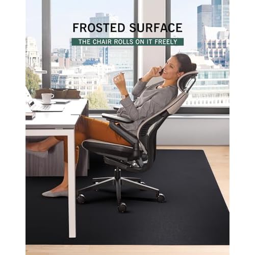 Office Chair Mat for Hard Floors, 48"x60" Anti-Slip Waterproof Floor Protector Desk Chair Mat for Rolling Chairs, Heavy Duty Non-Toxic Computer Area Mat, Easy Glide Floor Mat for Work, Gaming