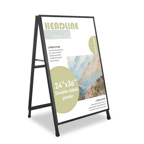 A Frame Sign 24x 36 Inch Heavy Duty Sandwich Board Double-Sided Folding Sign Holder Outdoor Pavement Sign for Businesses Store Signs (Frame only),1PACK