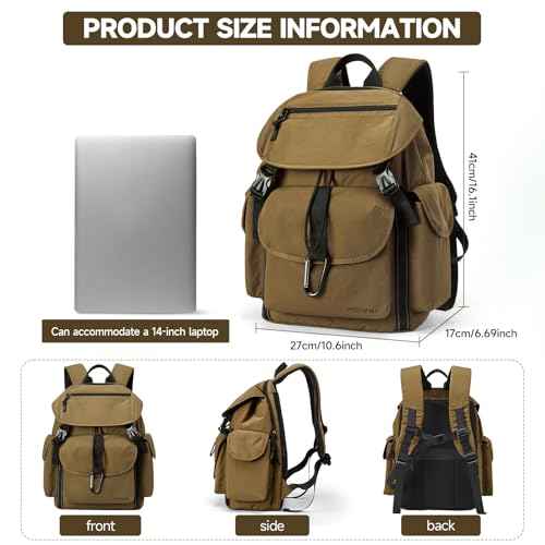 Travel Backpack for Men Women, Fits 15 Inch Laptop, Carry On Daypacks Backpacks Lightweight Hiking Backpack for Casual, Outdoor, Travel, Daily (khaki)