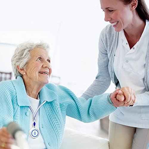 METAK Caregiver Pager Wireless Call Button for Elderly/Senior at Home, 2 Receiver + 2 Button, Medical Life Alert Necklace System for Patients, Disabled, Nurses, Emergency Bell Fall Monitor Devices