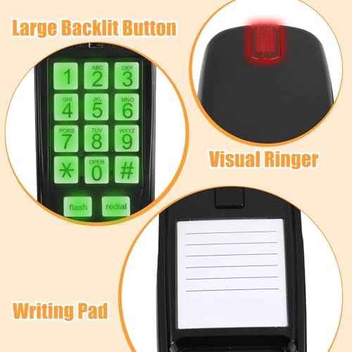 4 Pcs Wall Landline Phone with Corded Loud Volume Large Button Home Phone Classic Wall Mounted Phone Retro Visual Mini Telephone for Bathroom Kitchen Office Hotel, Black