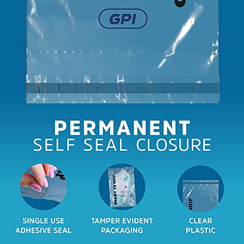 GPI 9x12 Self Seal Poly Bags 100 Pack 1.5 Mil for A4 Letter Paper - Durable, Tear-Resistant Packaging