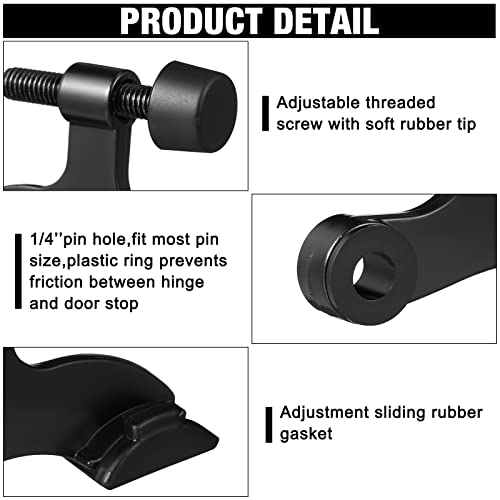Chumia 48 Pieces Hinge Pin Door Stops Satin Brushed Door Stopper Adjustable Heavy Duty Hinge Wall Protector with Rubber Bumper Tips (Black)