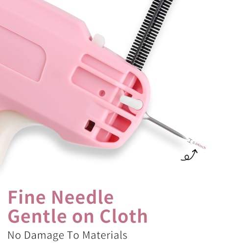 Stitch Gun for Clothing, Mini Sewing Stitch Tagging Gun for Clothes, Stitch Gun Quick Clothing Fixer with 6 Needles, 1000 Black & 1000 White Micro Fasteners & 1 Hard Carrying Case £¨Pink£©