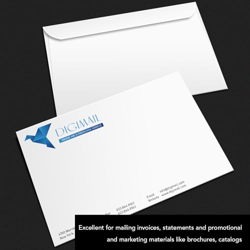 Custom 9x12 Booklet Envelopes - Upload Logo & Return Address - Bright White, Sturdy, 50 Pack