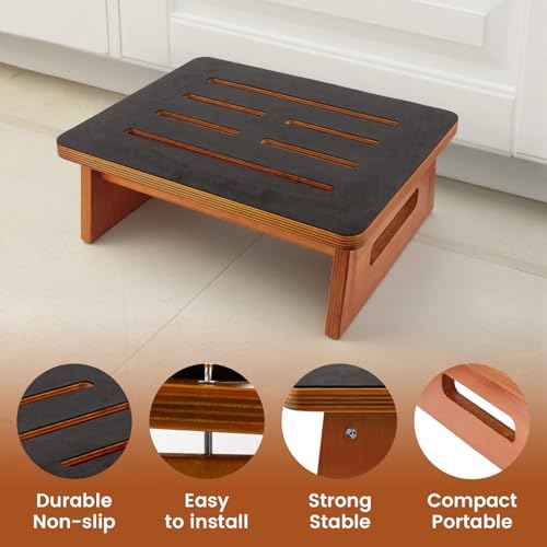 Landrip Step Stool for Adults Seniors with Non-Slip Rubber Stepping Surface, Heavy Duty Wooden Step Stool, Bed Steps for High Beds, Bathroom, Bedroom, Kitchen & Kids Bedside Support