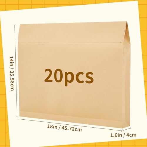 Fullhawl Brown 14x18 Inch Expandable Catalog Envelopes 20 Pack Peel & Seal Office Mailing