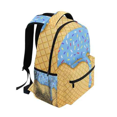 Ice Cream Surface School Backpack Bookbags, Athletic Student Laptop Book Bag,Backpack with Side Pockets for Travel, Hiking, Camping