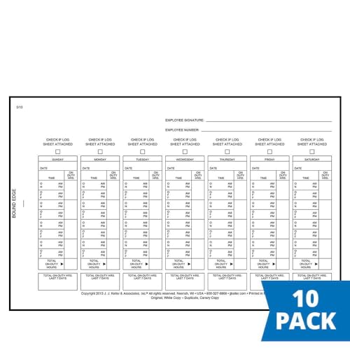 J. J. Keller Short-Haul Driver Exemption Log Book with Carbon, 10 Pack