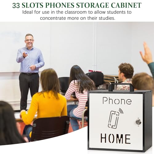 Wooden Phone Lock Box,Adjustable 33 Slots Cell Holder Classroom