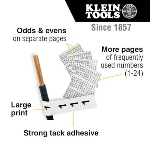 Klein Tools 56250 Wire Marker Book for Cable Management, Electric Panel Organization Wire Label Stickers, Numbered 1-48