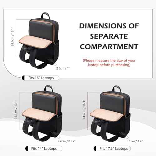 Slim Laptop Backpack for Women, Lightweight Business Backpack for Women Computer Bag Purse for Commuting, Fit 16 Inch, Black