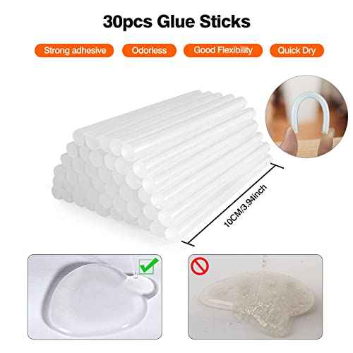 Mini Hot Glue Gun Kit with 30 Glue Sticks - Fast Preheating Hot Melt Gun, High Temp for School Crafts DIY Arts and Quick Home Repairs(White)