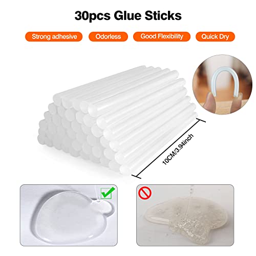 SHJADE White Mini Hot Glue Gun Kit with 30 Glue Sticks - Fast Heating, Safe & Easy Craft Tool