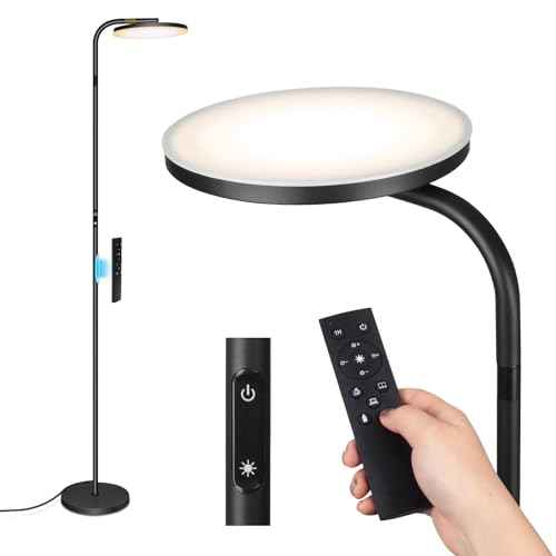 LED Floor Lamp ? 36W Super Bright Standing Lamp with Remote & Touch Control, 350¡Æ Adjustable Head, Stepless Dimming & Color Temperature (3000K?6000K), Eye-Caring Light for Living Room, Bedroom, Office