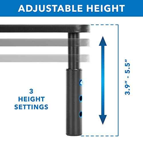 Mount-It! Metal Monitor Riser 2-Pack | Height Adjustable Computer Display and Laptop Stand for Desktop | Fits Up to 32" Screens, 44 Lbs Capacity, Set of Two Risers