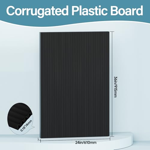 Hixdo Black Corrugated Plastic Board 24x36 Inch - 4 Pack Reusable Sign Sheets