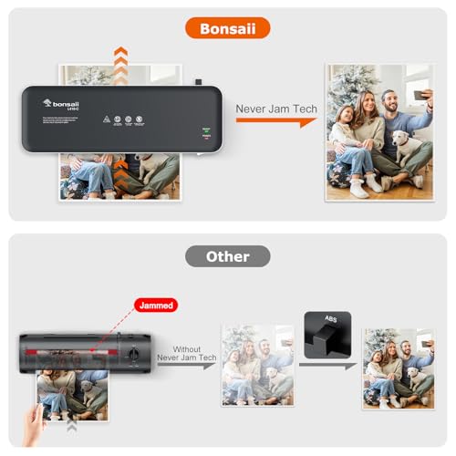 Bonsaii 9 Inch Laminator Machine Grey with 50 Laminating Sheets - Jam-Free