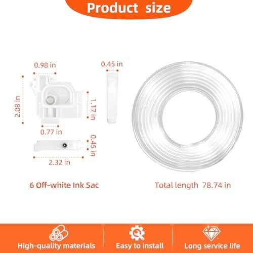 Upgraded 1 Set Printer 6pcs Ink Damper Replacement(with Ink Tube Hose Tubiing) Fits for E-pson L1800 L1300 L1455 L810 L801 L850 L800 L201 L101 Printer DTF