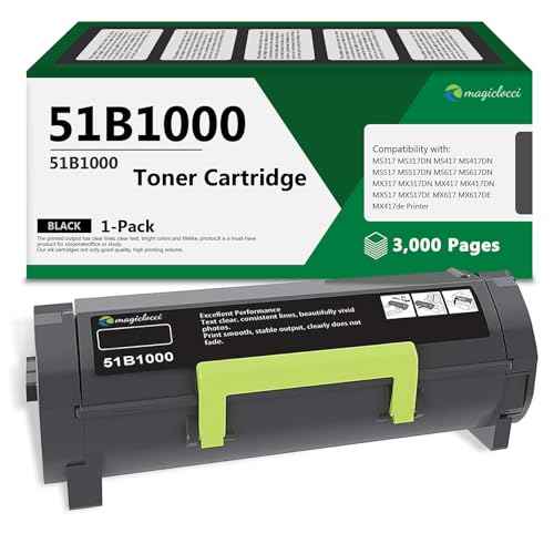 51B1000 Black High Yield Toner Cartridge (1-Pack, 3,000 Pages) Compatible Replacement for Lexmark 51B1000 Toner Cartridge Work for MS317dn MS417dn MS517dn MS617dn MX317dn Printer