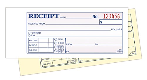 Adams 2-Part Money/Rent Receipt Book, 50 Sets, 2-3/4 x 7-3/16 in
