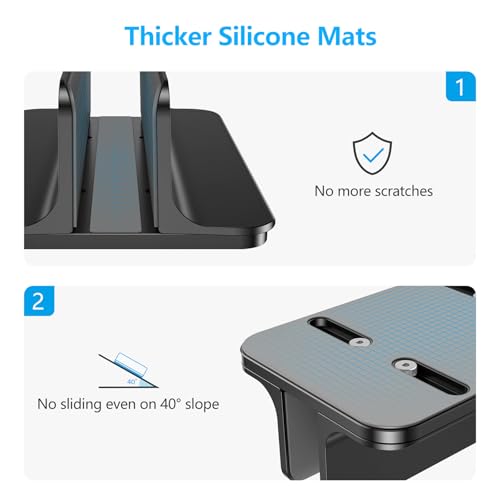 OMOTON Vertical Laptop Stand Holder Black, Adjustable Dock for MacBook
