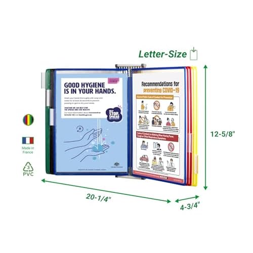 Tarifold DJOIS Wall Mount Reference System ? 10 Double-Sided Display Pockets ? Letter Size ? Steel Wire Frame ? Adjustable Tabs ? Made in France - Assorted (W291)