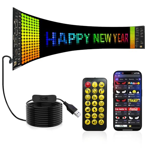 Programmable LED Sign 27''x5'',Holiday Electronic Sign, APP Control, Text Pattern Animation Customizable, High Bright, Bluetooth 5, IP65 Waterproof, Business, Advertising,Holiday digital,Festival LED