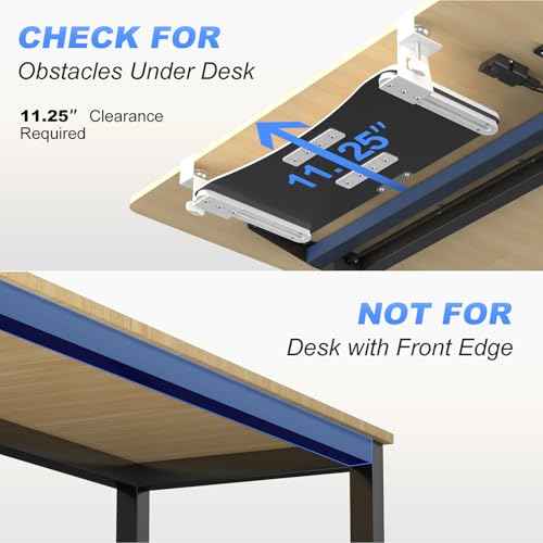 suptek Small Keyboard Tray Under Desk Pull Out with C Clamp Mount, Computer Keyboard & Mouse Tray, 20 (24.2 Including Clamps) x 11.8 inch Slide-Out Platform Computer Drawer for Typing, White, DSF1SW