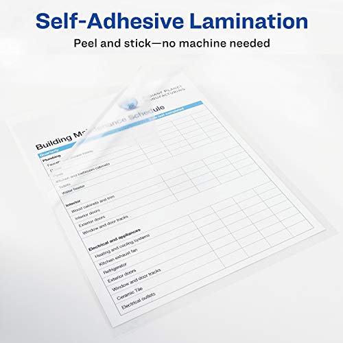 Clear Self-Adhesive Laminating Sheets, 3 mil, 9" x 12", Matte Clear, 50/Box, Sold as 2 Pack