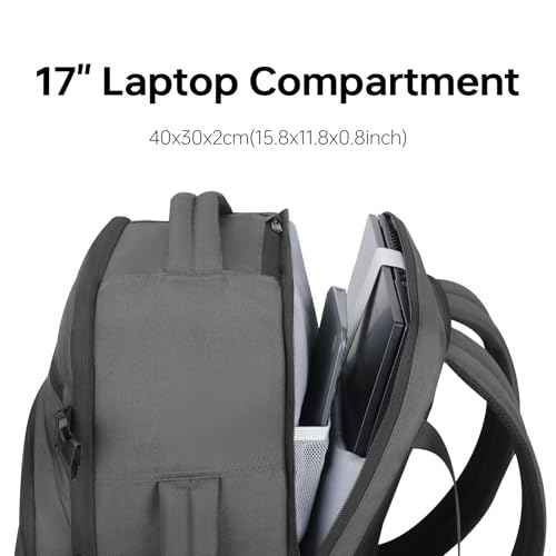 Omnpak Travel Backpack 18x14x8, Spirit Airlines Personal Item Bag with Shoe Compartment,17 Inch Laptop Backpack for men Airline Approved,Carry On Luggage with Wet Pocket, Grey