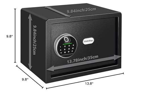 Biometric Home Safe, Fingerprint Gun Safe Lock Box,Money Box for Jewelry Handgun Cash Valuables,Perfect for Home/Office/Hotel, Black, 0.8 Cubic Feet