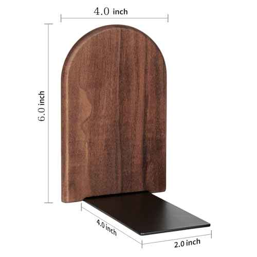 Book Ends,4 Pack Medium Bookends Wood Book Ends Universal Economy Bookend (4, Medium)