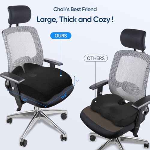 Gel Seat Cushions for Office Chairs Tailbone Pain Relief/Pressure Relief/Sciatica Pain, Memory Foam Breathable Chair Cushions for Back Pain/Butt Pillow Fits Computer Chair/Car/Wheelchair