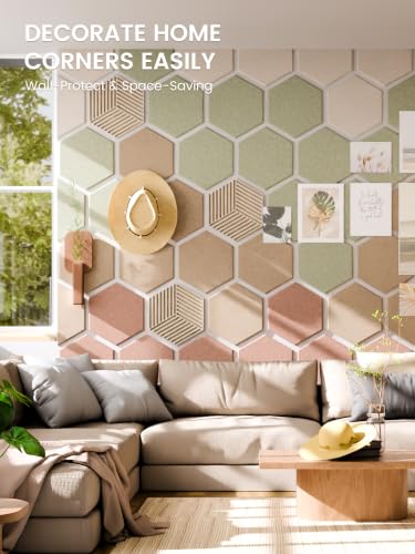 Fluxynara Boho Hexagon Cork & Felt Boards 10-Pack Wall Organizer, 11.8x10.2 Inches