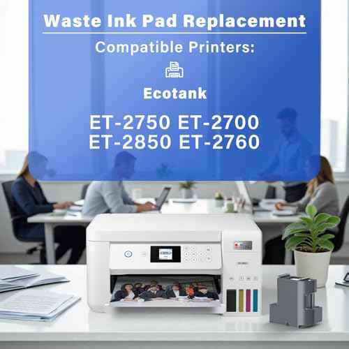 Waste Ink Pad Replacement with Reset Software for Ecotank ET-2850 ET-2760 ET-2750 ET-2700 ET2850 ET2760 ET2750 ET2700 2850 2760 2750 2700 Printer, Maintenance Box with Reset Software