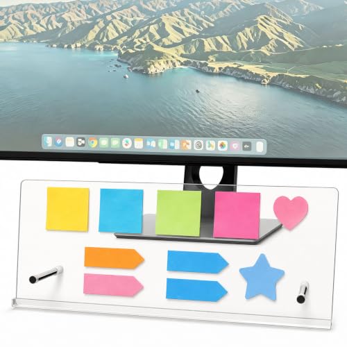 Yaozyety 14x5.5 Inch Transparent Monitor Memo Board Sticky Note Holder for Desktop Office