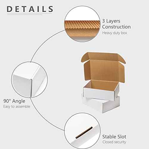 White Shipping Boxes 12x9x4" 20 Pack- Corrugated Cardboard Mailing Box for Small Business, Tab Locking Literature Mailer Packaging Supplies for Packing Gifts Craft