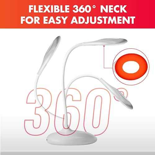 Mito Red Light - No Blue Light Lamp - Modern LED Rechargeable Table Lamp - Rechargable Desk Lamp - Bedside Touch Lamp - - Table Lamp for Whole House - No Flicker LED (633nm Red), White