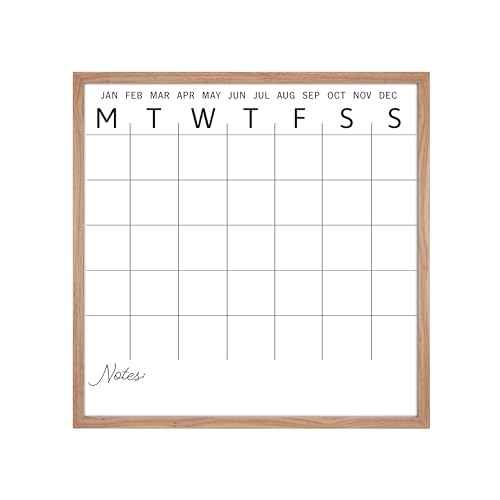 MCS Dry Erase Calander 30x30 Walnut Framed Monthly Calendar for The Wall, Stay Organized with Family Planner for Appointments, Sports, Events & More