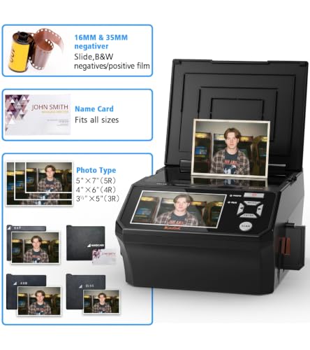 DigitPro Black Photo, Slide & Negative Scanner with 5” Large Screen