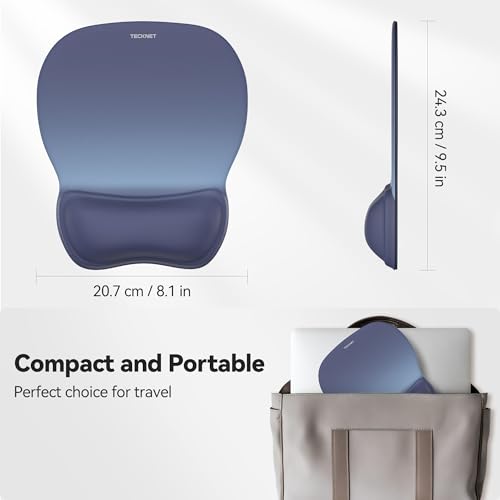 TECKNET Gel Ergonomic Mouse Pad with Wrist Rest, Gradient Color, 10x8 Inches