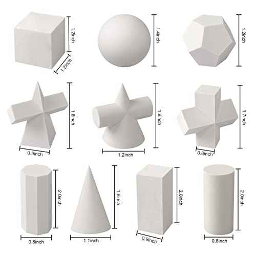 10PCS Art Crafts 3D Gypsum Geometry Sketch Basic Form Learning Tools Mini Resin Geometry Shapes Mold Sketch Classic Modern Shelf Table Sculpture Home Decor