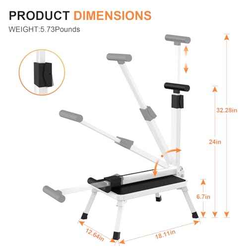 Step Stools for Adults, Foldable Step Stool with Handle for Elderly Seniors Stepping Stool with Non-Slip Step Platform Metal Stool in Kitchen, Bedroom,Bathroom,330 Lbs Capacity(Patent Protection)