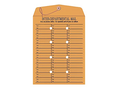 Staples Button & String Inter-Departmental Envelopes 10x13, 100 Pack - Reusable Office Mail