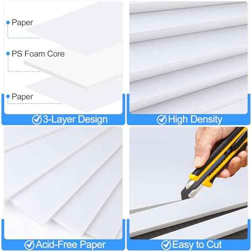 ToLanbbt 12 Pack White Foam Board, 16 x 20 x 3/16" Thick Foam Core Acid Free Poster Foamboard for Art Craft Projects, Painting, Displaying, Signage, Wedding, School