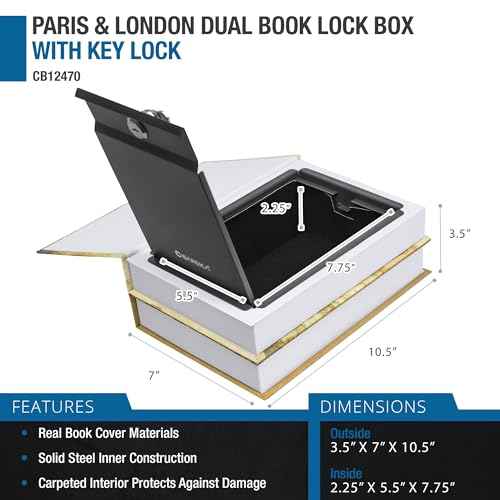 Barska Portable Diversion Dual Book Safe Concealed Lock Box for Secure and Discreet Hidden Storage of Valuables and Personal Items